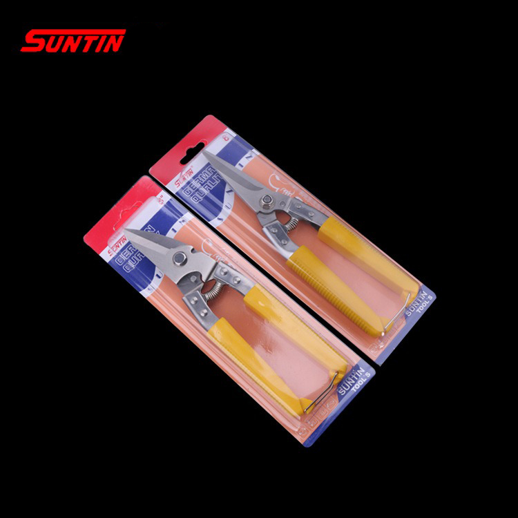 กรรไกรตัดซีลาย สังกะสี ตัดอเนกประสงค์ SUNTIN ขนาด 8" ด้ามเหลือง ปากโค้ง/ปากตรง [ขายส่ง]
