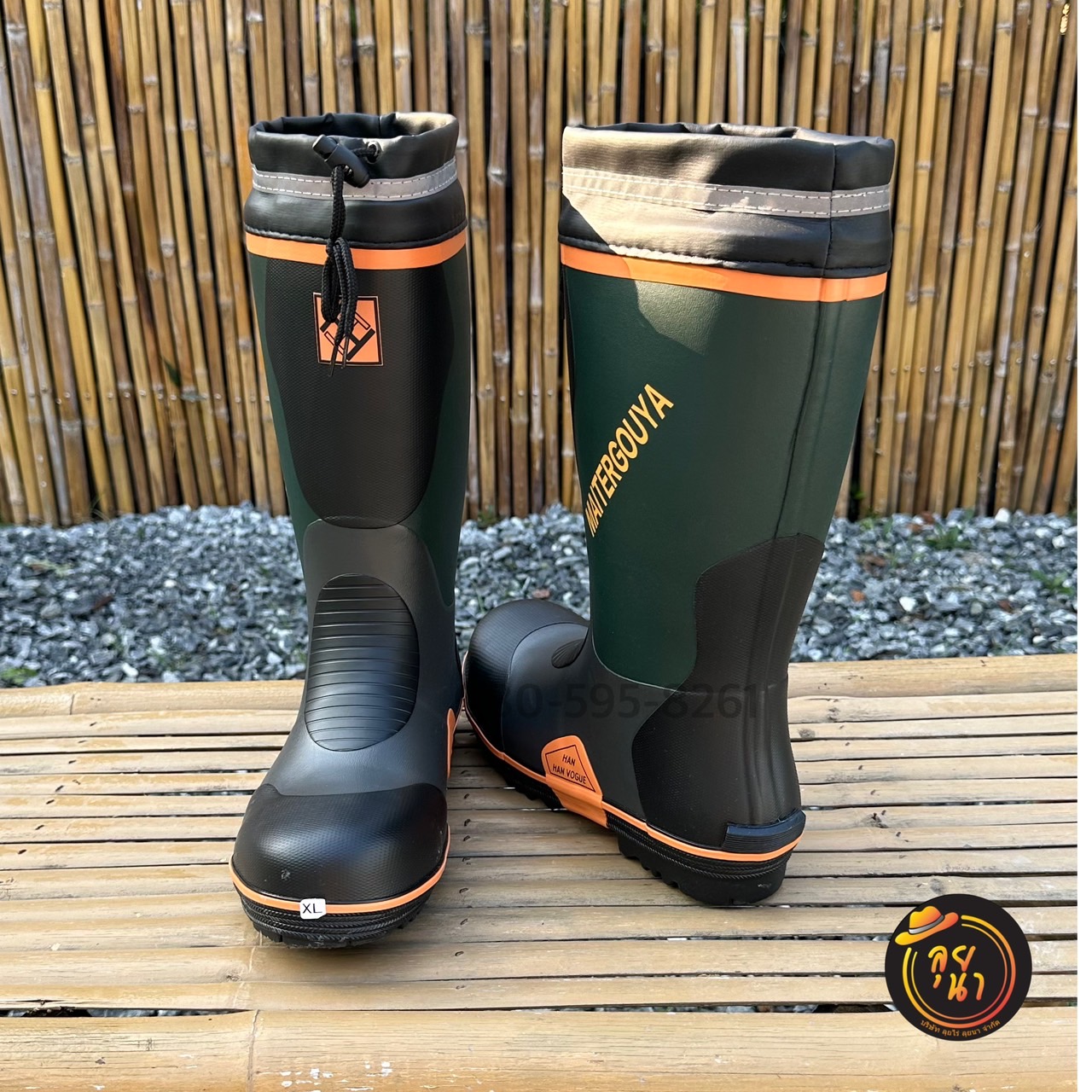 ใหม่ 2024 รองเท้าบูทหัวเหล็ก-พื้นเหล็ก เขียว-ส้ม