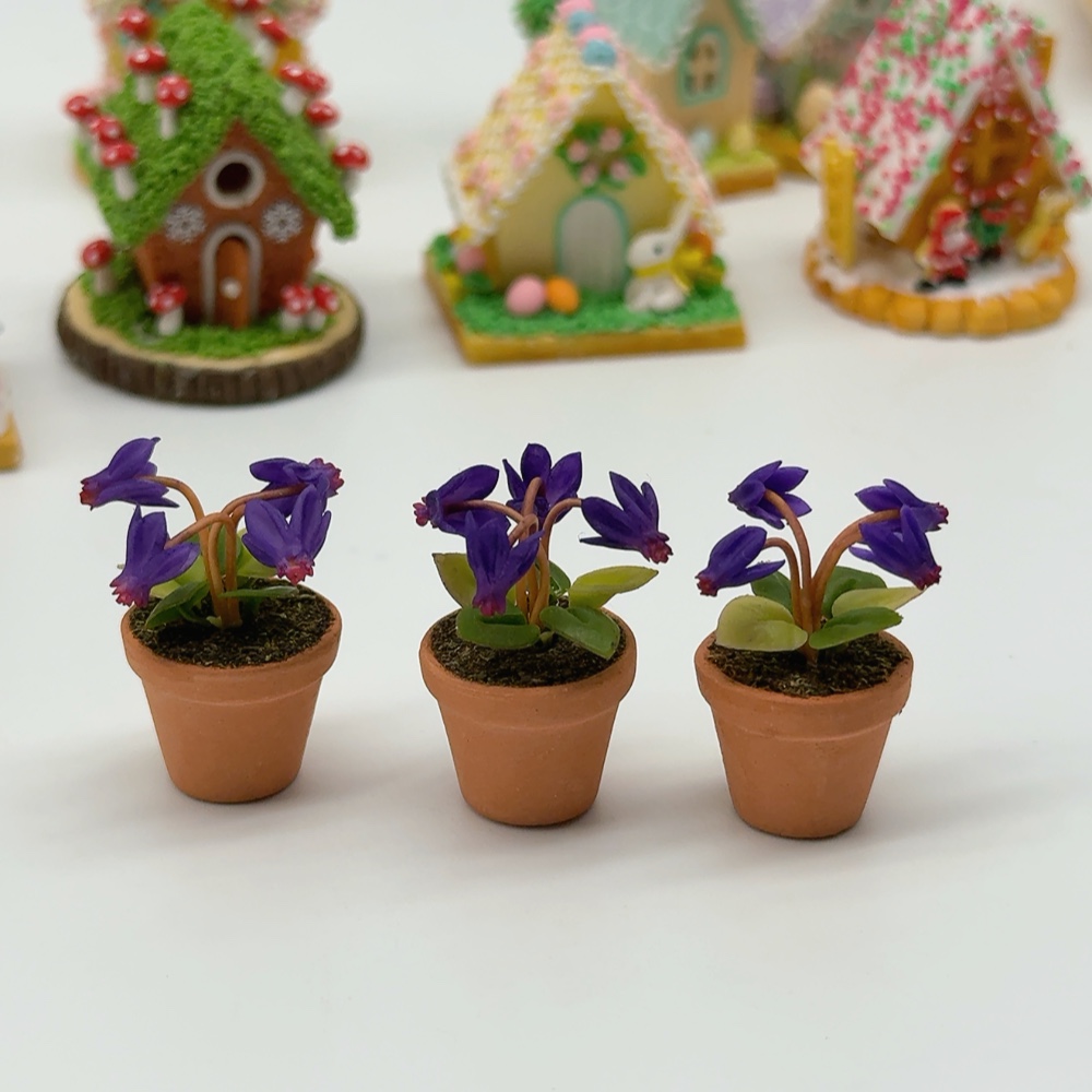 3 ต้นไม้ ดอกไม้จิ๋วในกระถางดินเผา 2 ซม