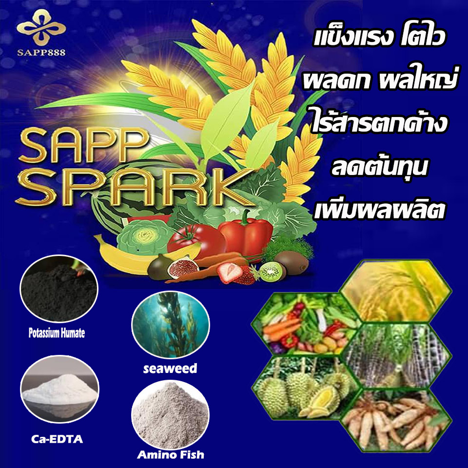 Sapp Spark,นวัตกรรมอะมิโนบำรุงพืซ,อาหารสำหรับพืช,ลดต้นทุน,เพิ่มผลผลิต,เป็นมิตรกับคน,และสิ่งแวดล้อม,sapp888,ปุ๋ย