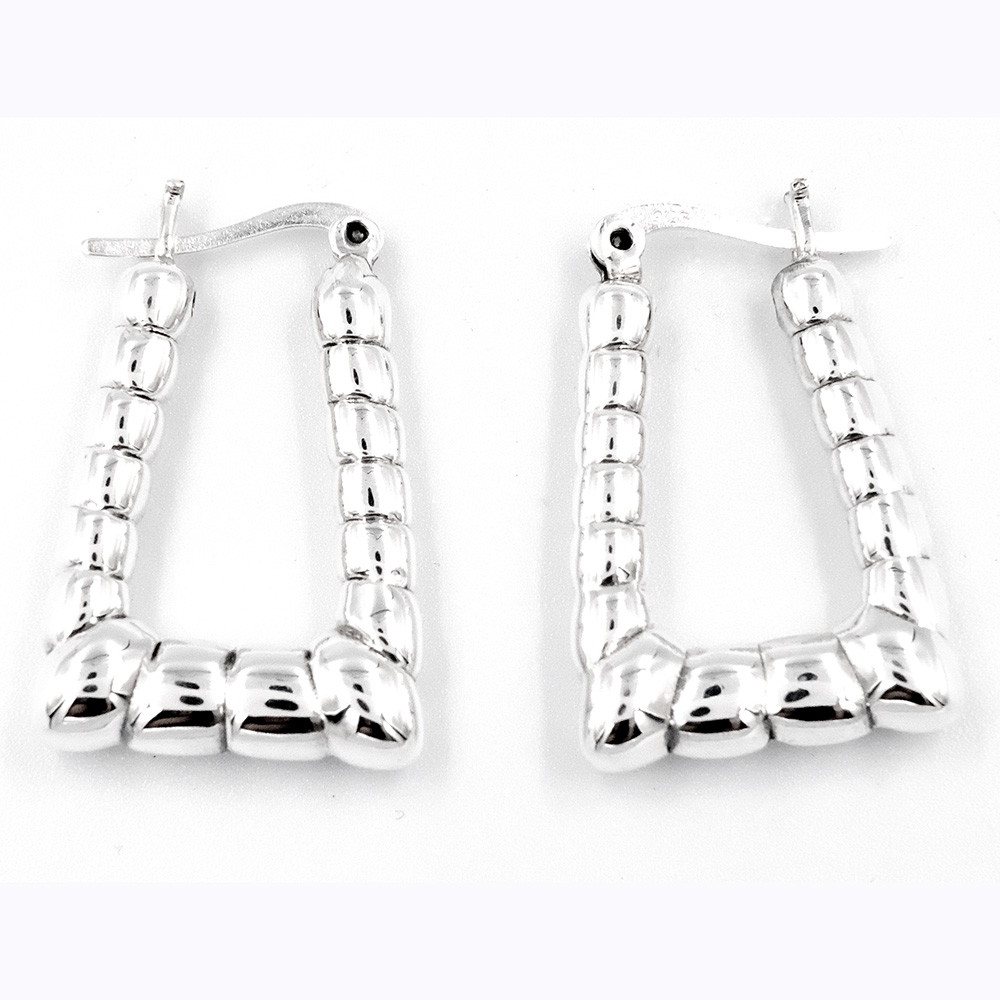 Ripple Chunky Hoop Earring Silver Formed Light-Weight For Women.