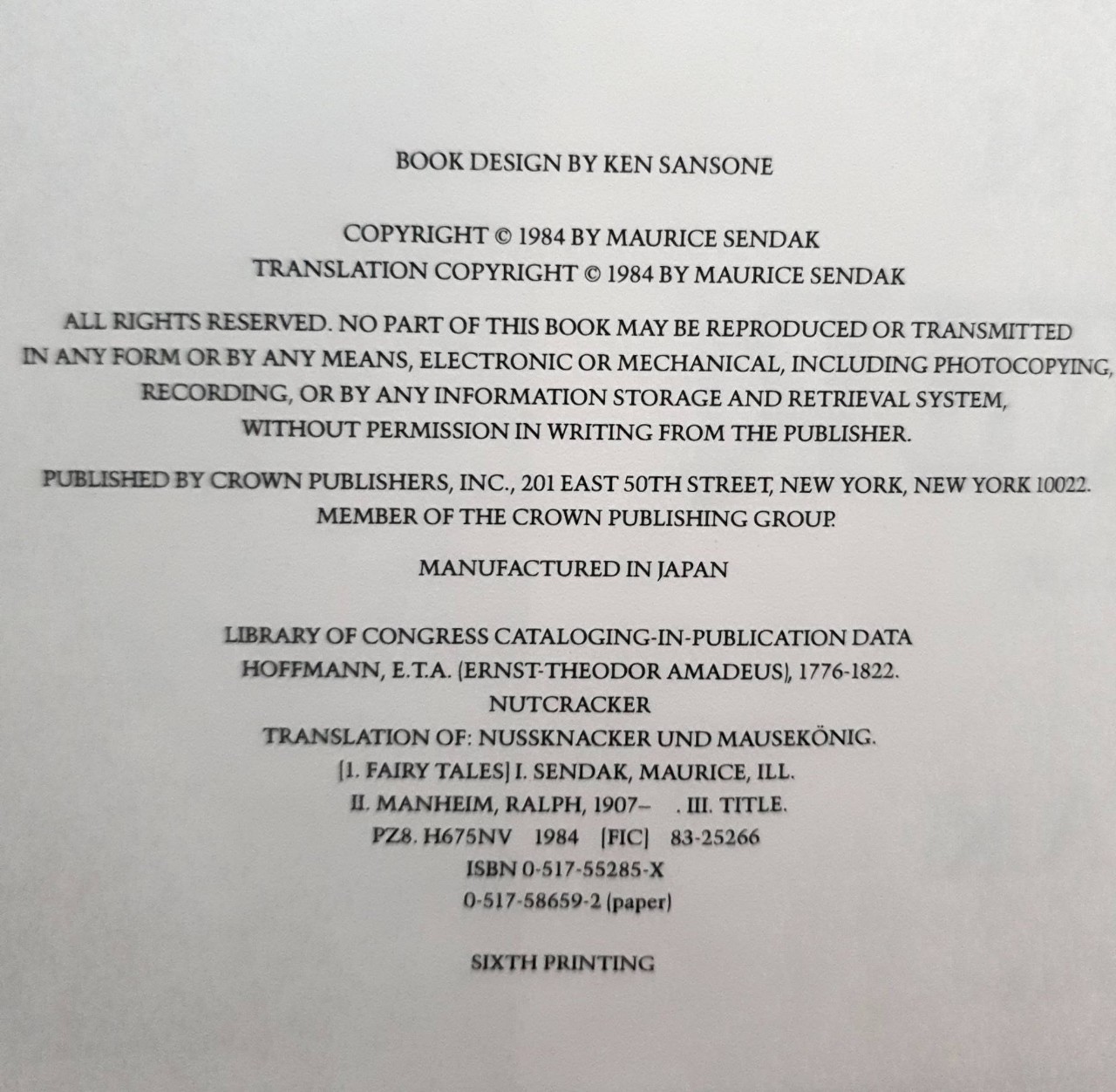 Nutcracker : E.T.A. Hoffman / Maurice Sendak