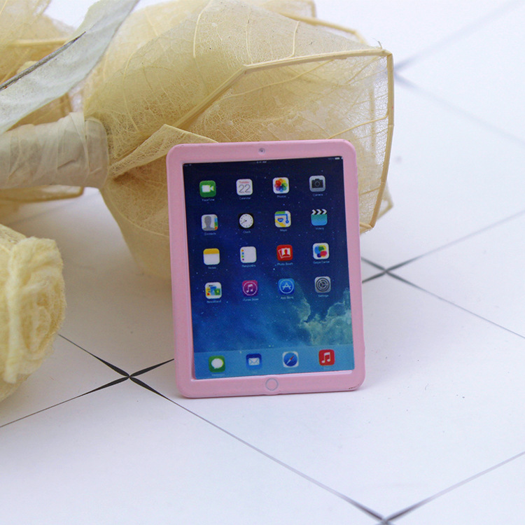 แท๊ปเลตจิ๋วสีชมพูอุปกรณ์เสริมสำหรับบ้านตุ๊กตา Mini Tablet PC B157DOLLHOUSE Food Play Scene Miniature Model