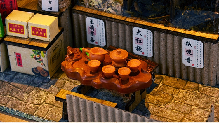 โมเดลร้านขายชุดชาจำลองTEA MINIATURE MODEL CLASSICโบราณจิ๋วสำหรับนักประดิษฐ์และมอบเป็นของขวัญให้ผู้ใหญ่ในโอกาสต่างๆ