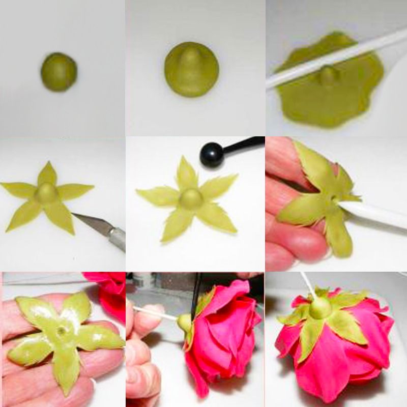 แม่พิมพ์กลีบดอกกุหลาบสแตนเลสอังกฤษน้ำตาลดอกไม้ตัดแม่พิมพ์ rose calyx แม่พิมพ์ 4 ชิ้น A340