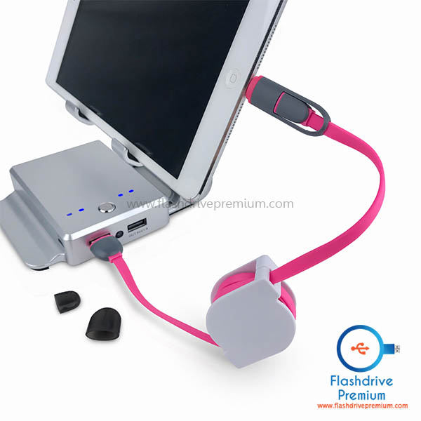 Gift Set พรีเมี่ยมไอที 2 ชิ้น (สาย USB +พาวเวอร์แบงค์พร้อมแท่นชาร์จโทรศัพท์)