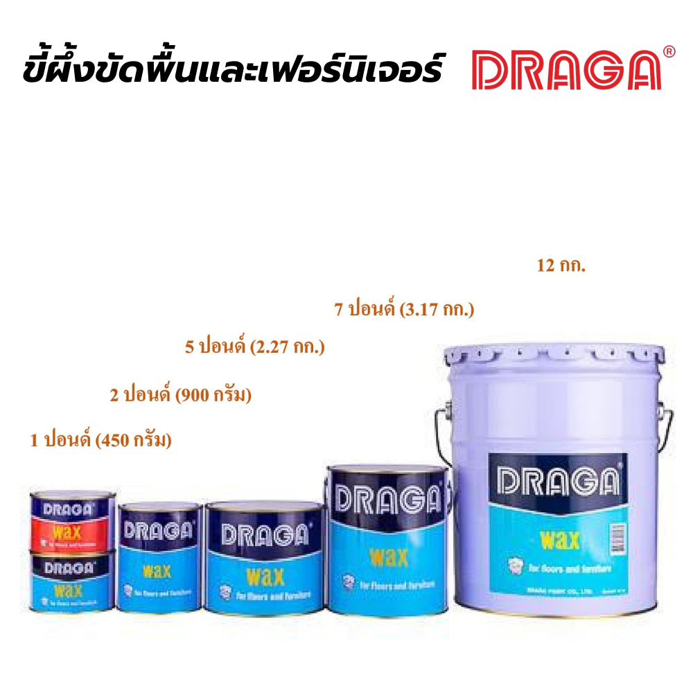 ขี้ผึ้งขัดพื้นเเละเฟอร์นิเจอร์ ดราก้า DRAGA [สินค้าสั่งโรงงาน ขายยกลัง]