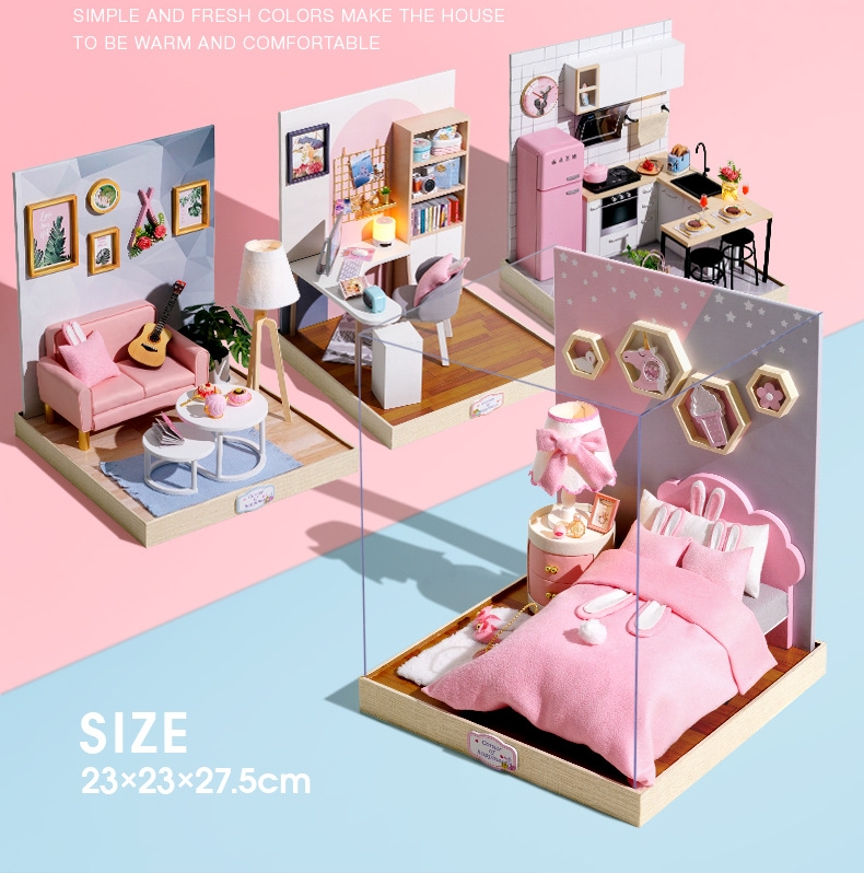 โมเดลห้องนั่งเล่นสายดนตรีในมุมห้องสีชมพูแสนหวาน Dining guitar classic room