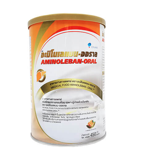 AMINOLEBAN-ORAL 450G [อะมิโนเลแบน-ออราล] อาหารทางการแพทย์สำหรับผู่ป่วยโรคตับ กลิ่นส้ม