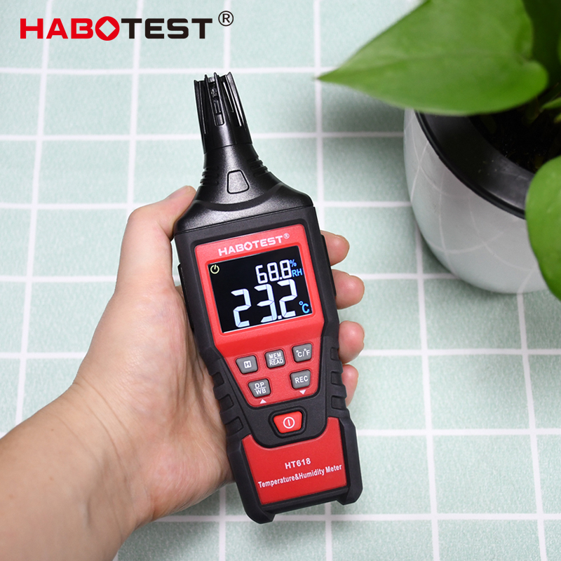HT618 Digital Thermo Hygrometer , Temperature Humidity Meter With LCD Display
