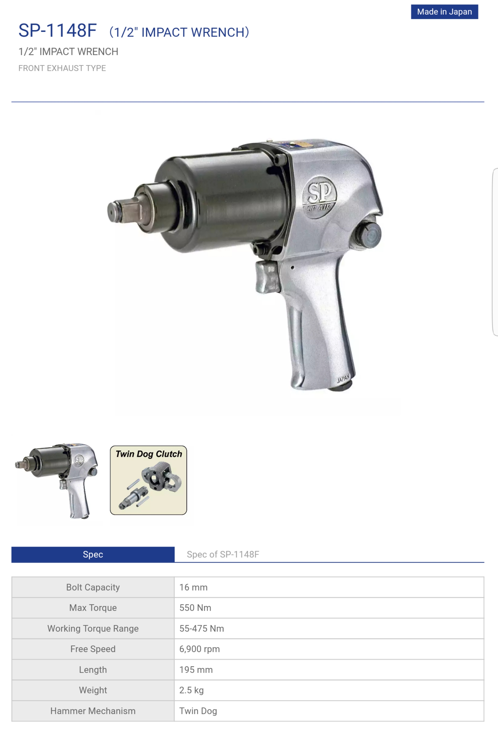 บ๊อกลมชุด/1/2"/Sp/แถมประแจลม/SP-1148F+SP-1133SX