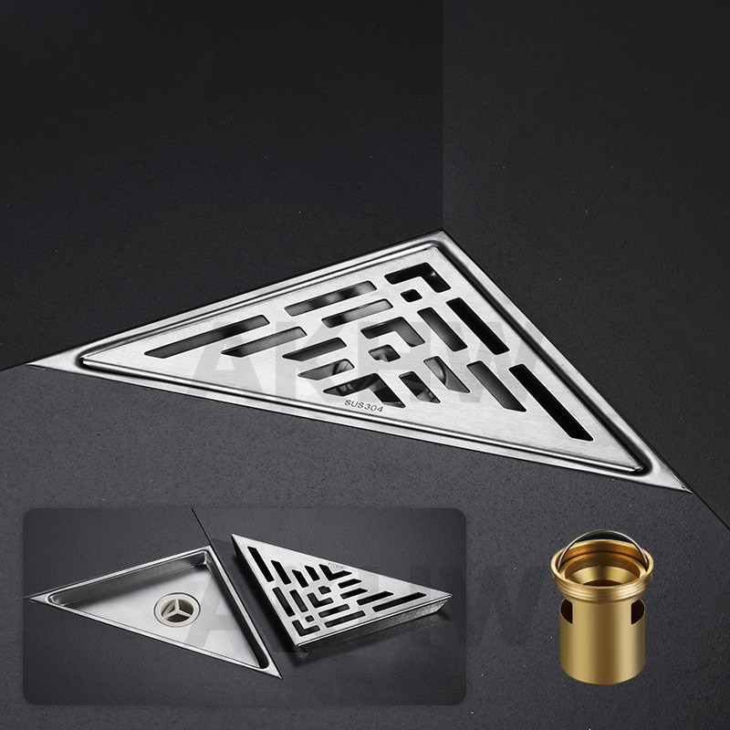 ตะแกรงน้ำทิ้งสามเหลี่ยม KingsMan ขนาด 20x20x28cm วัสดุสแตนเลสแท้ SUS304 ไม่เป็นสนิม [ขายปลีก/ส่ง]