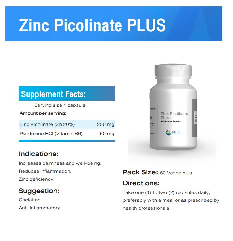 อาหารเสริม Zinc Picolinate Plus (ซิงค์ สังกะสี พิโคลิเนต)