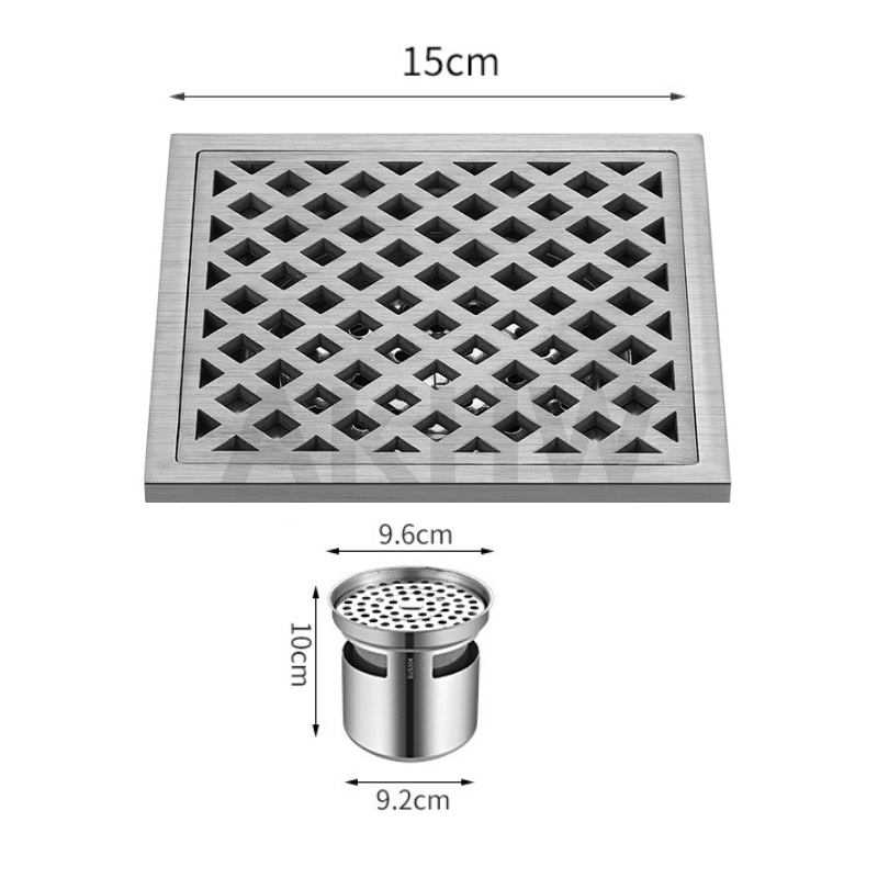 ตะแกรงน้ำทิ้ง ลายตาราง KingsMan ตะแกรงกันกลิ่น วัสดุสแตนเลสหนา SUS304 ไม่เป็นสนิม [ขายปลีก/ส่ง]