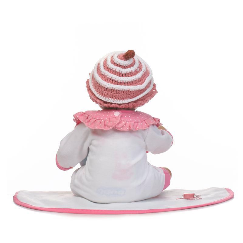 ตุ๊กตา reborn Doll ตุ๊กตาเด็กทารกจำลองสวมหมวกถักไหมพรมสีชมพู น้อง Belinda ตุ๊กตาจำลองเด็กทารกเสมือนจริง เด็กแรกเกิด