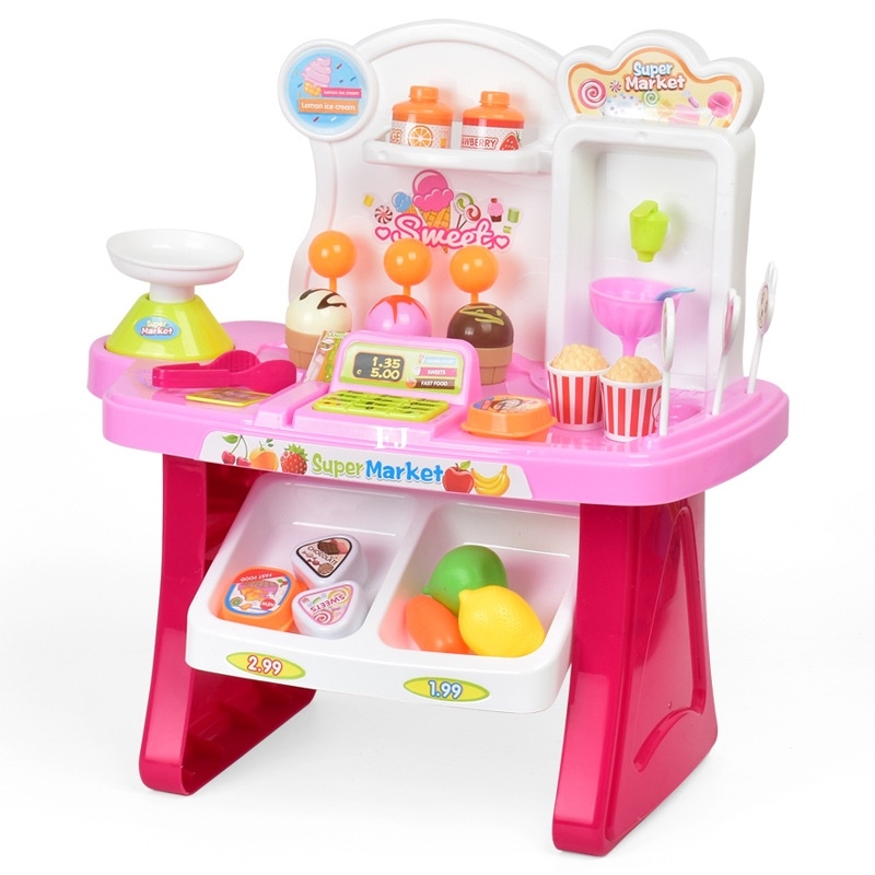 ของเล่นร้านขายเบเกอรี่แสนหวานเสริฟพร้อมไอศครีมแสนอร่อยมาในตีมสีชมพู