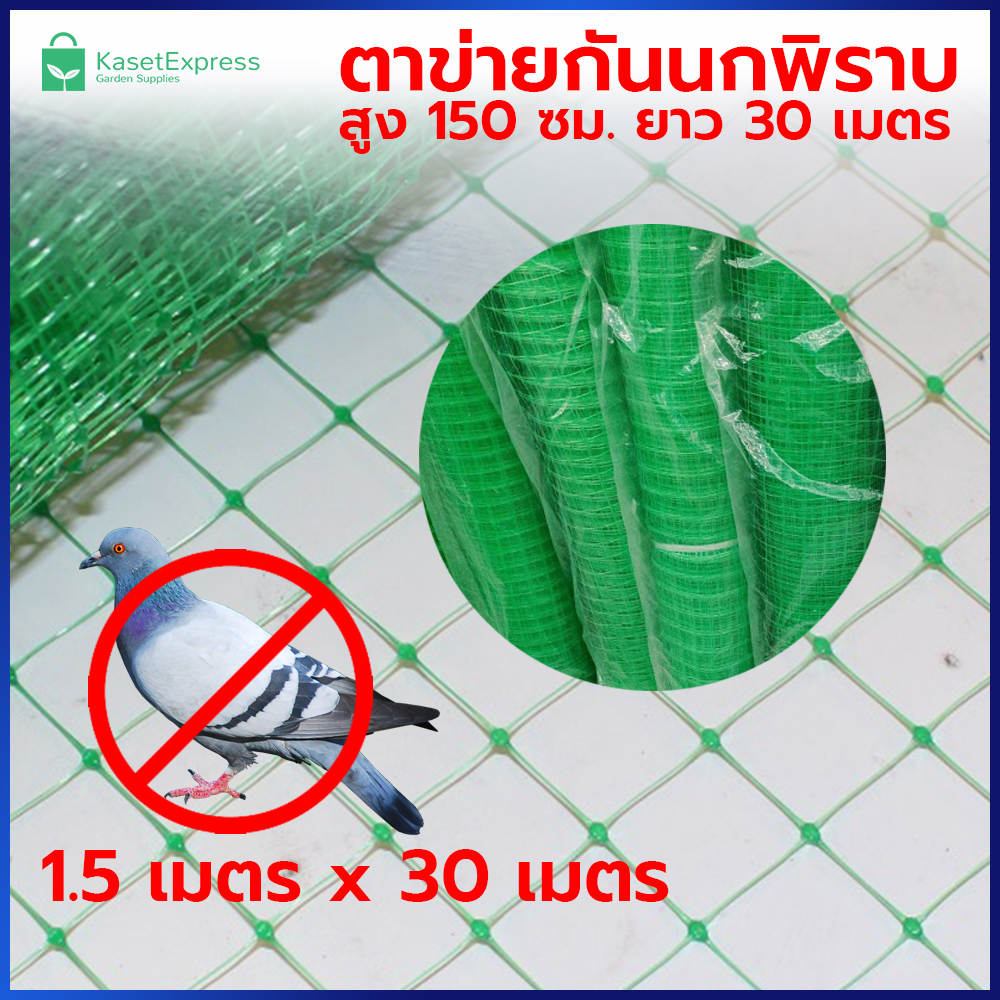 ตาข่ายกันนกพิราบ 1.5x30 เมตร สีเขียว - ตาข่ายพลาสติก ตาข่ายกันนก ตาข่ายล้อมไก่ ตาข่ายล้อมบ่อปลา ตาข่ายล้อมรั้ว ตะข่าย