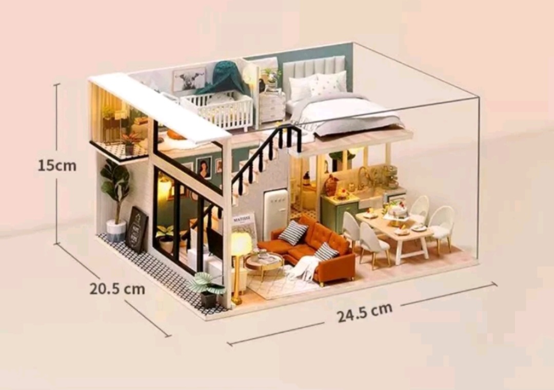 โมเดลบ้านจำลองชุดWisdom fun house diy กระท่อมชีวิตที่สะดวกสบาย DIY ประกอบบ้านหลังเล็กรุ่นของเล่นสาวสร้างสรรค์ของขวัญคริสต์มาส