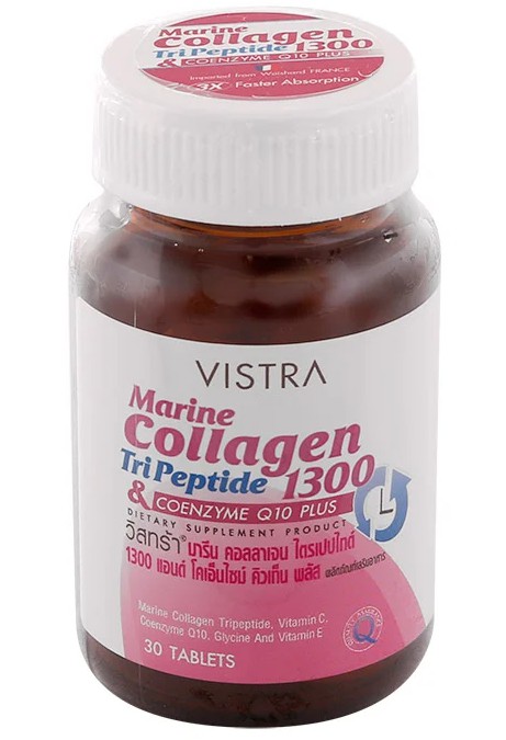 VISTRA Marine Collagen Tripeptide 1300 Plus Q10 30เม็ด