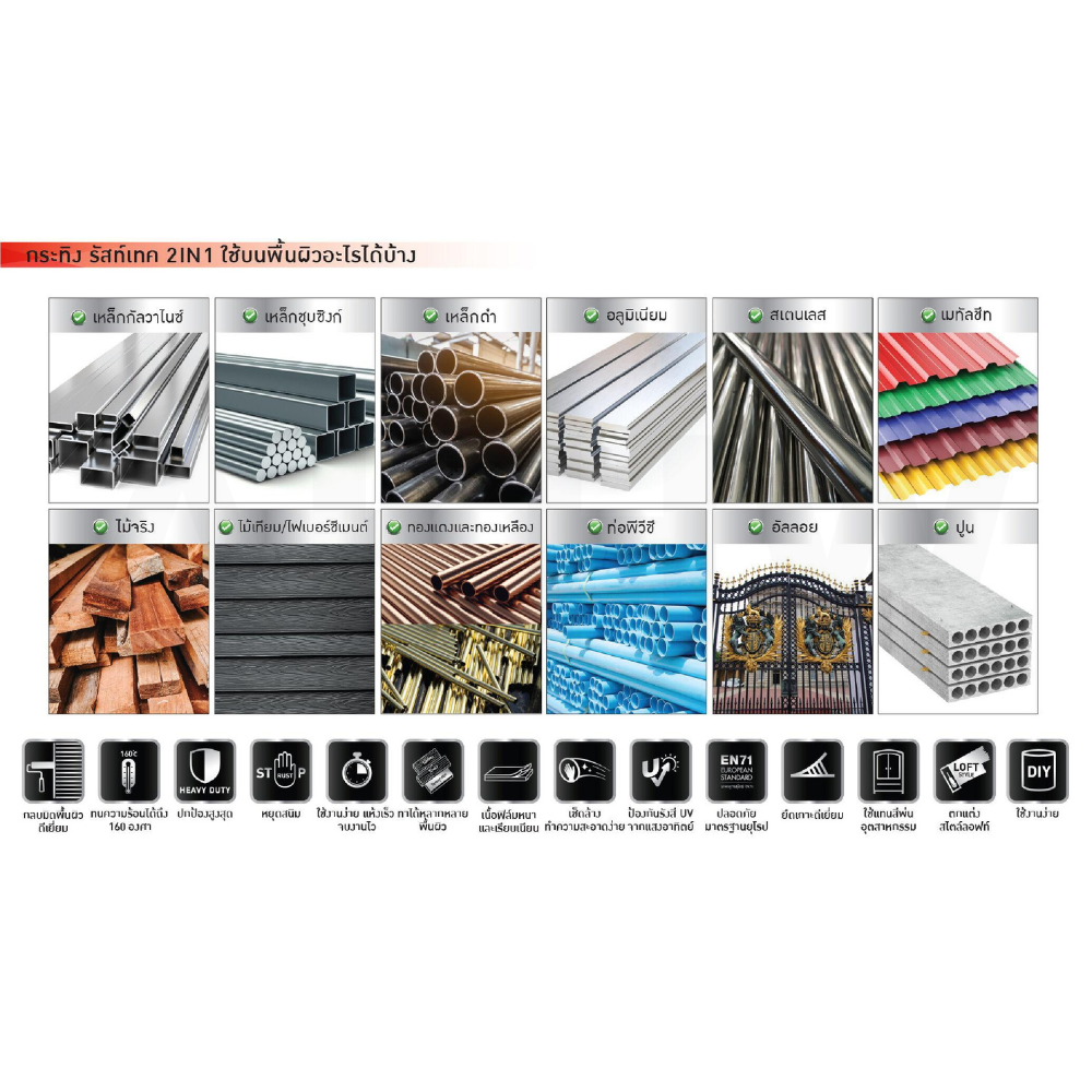 สีน้ำมันกระทิง รัสท์เทค 2in1 สีรองพื้นกันสนิมและสีเคลือบทับหน้า ชนิดด้าน [ขายปลีก/ส่ง ราคาถูก]