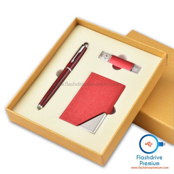 Gift Set พรีเมี่ยม 3 ชิ้น (แฟลชไดร์ฟ+กล่องนามบัตร+ปากกาพรีเมี่ยม)