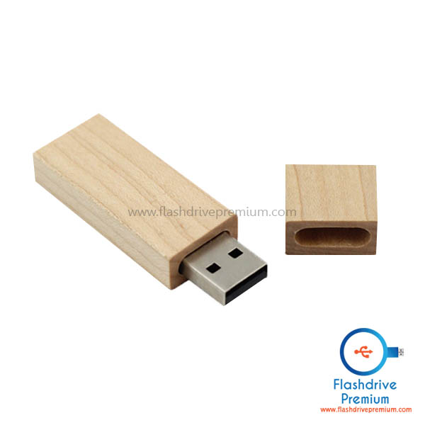แฟลชไดร์ฟไม้ ทรงสี่เหลี่ยม (Wooden Flash Drive)
