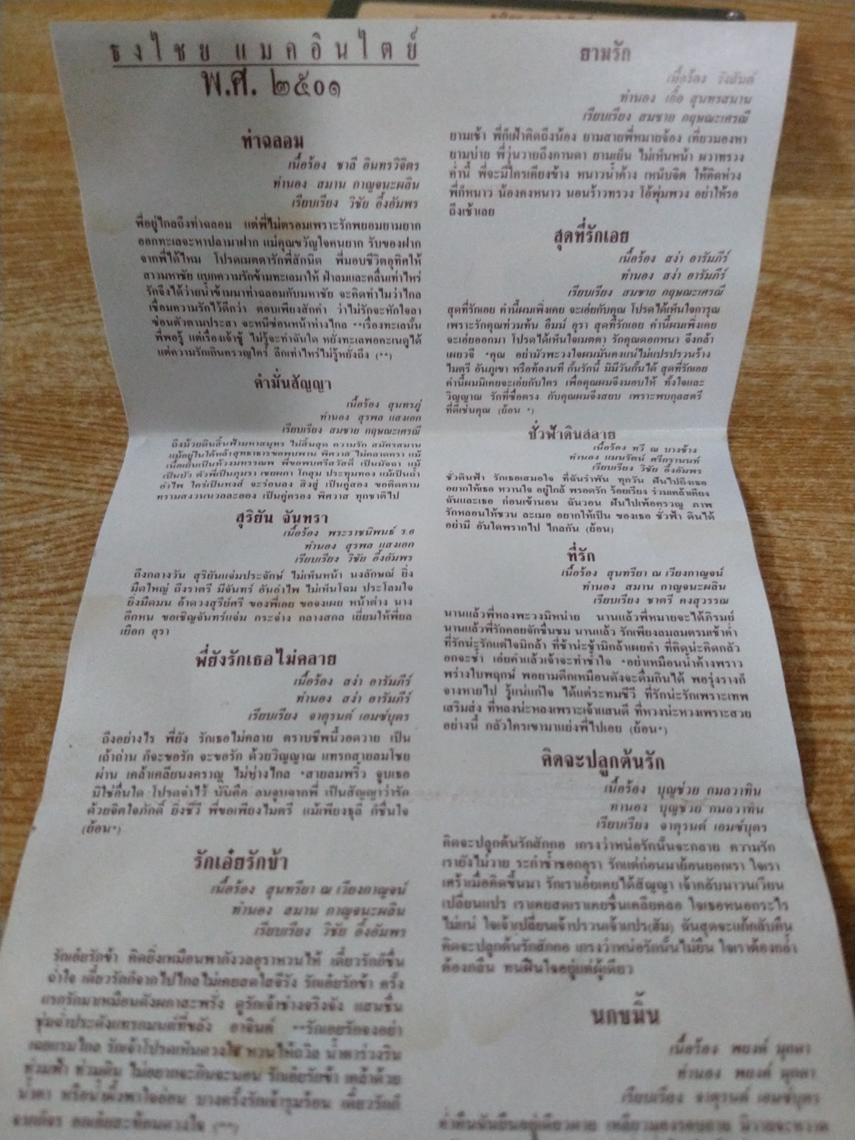 เทปเพลงธงไชย แมคอินไตย์ พ.ศ.๒๕๐๑