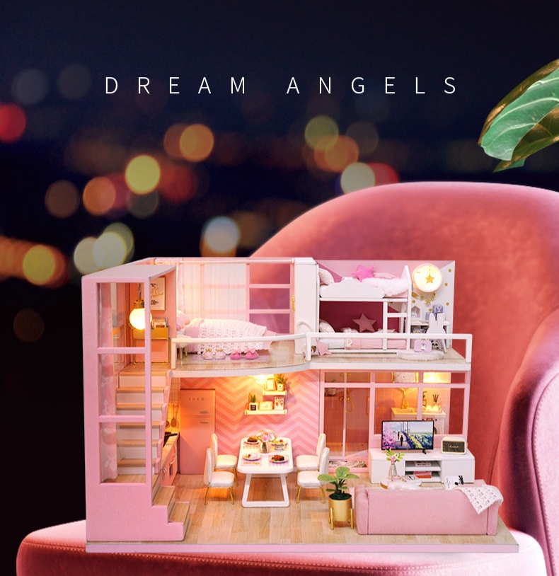 โมเดลบ้านตุ๊กตาสไตล์ล๊อฟธีมชมพู เจ้าหญิงแสนหวานPINK ANGEL HOUSE