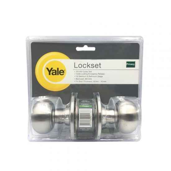 กุญแจลูกบิด/Yale/กลมด้าน/KN-VCA5227-US32D