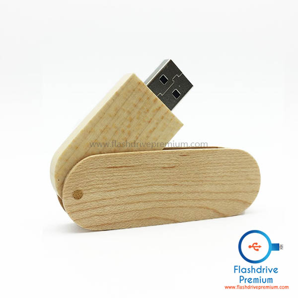 แฟลชไดร์ฟไม้ ฝาหมุน (Wooden Flash Drive)