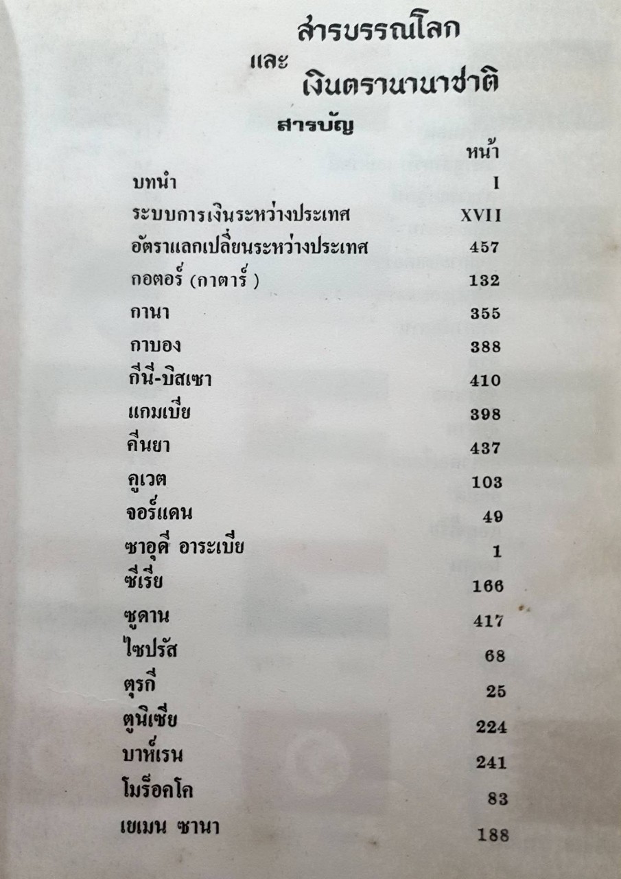 สารบัญโลกและเงินตรานานาชาติ ตะวันออกกลางและแอฟริกาเหนือ เล่ม 1