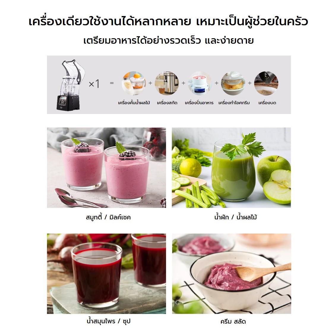 เครื่องปั่นสมูทตี้ JTC รุ่น TM 900Q-D OmniBlend 6