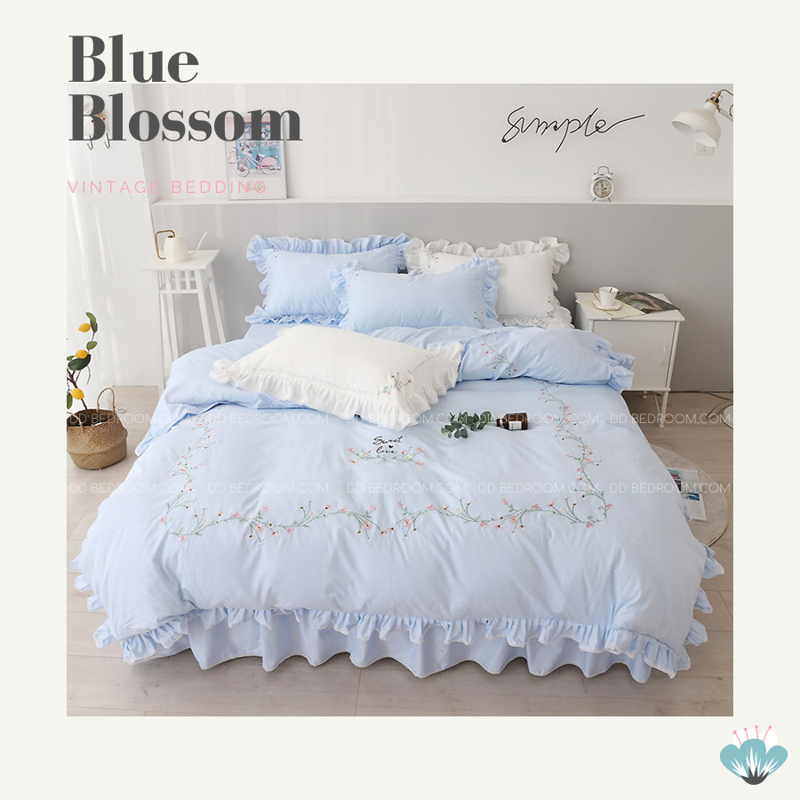 ชุดเครื่องนอนวินเทจ PFL-106 ลายบลูบลอสซั่ม by DDbedroom