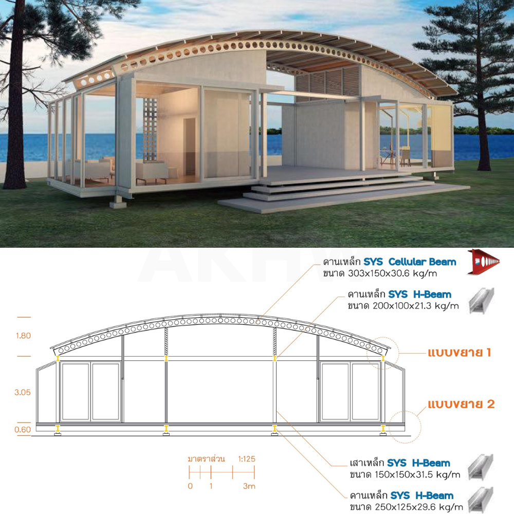 โครงหลังคาเหล็กเซลลูล่าบีม (Cellular Beam) แบบสำเร็จรูป เส้นละ 5.5 เมตร สามารถนำไปติดตั้งเองได้ บริการจัดส่งทั่วประเทศ [ติดต่อสอบถามก่อนสั่ง]
