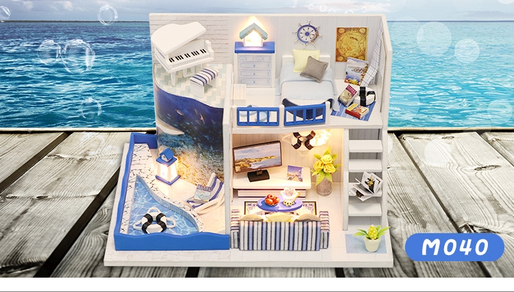 โมเดลบ้านจำลอง Navy blue in the sea บ้านติดทะเลสำหรับผู้ที่รักการสะสมและนักประดิษฐ์บ้านจิ๋วโดยเฉพาะ