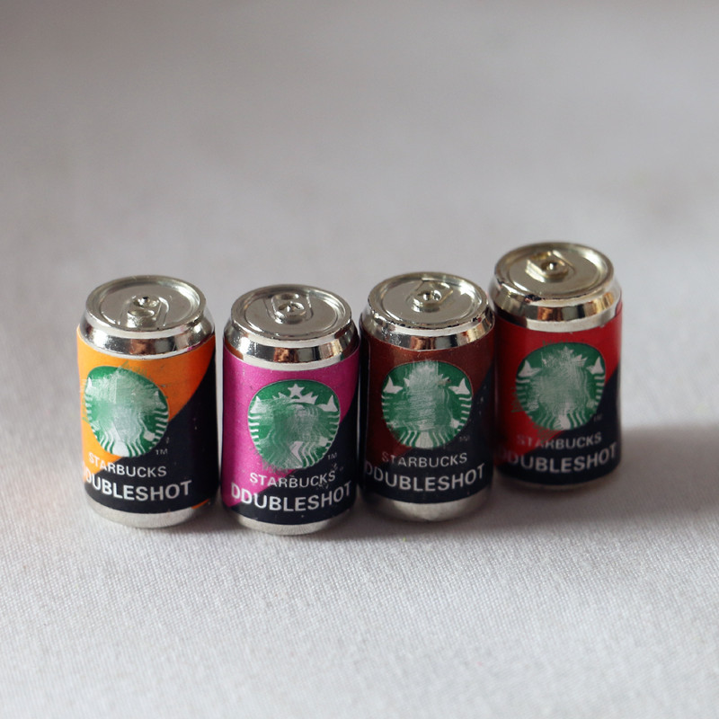 กาแฟกระป๋องจิ๋วสำหรับตุ๊กตามินิมอคค่ากาแฟกระป๋องอาหารจิ๋วเล่นฉากบ้านตุ๊กตาและนักสะสมของจิ๋วโดยเฉพาะ