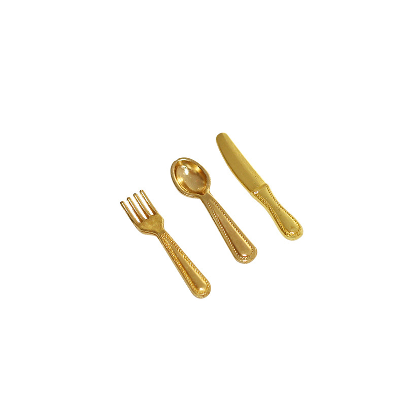 ช้อนจิ๋วอาหารของเล่นฉากรุ่น ob11 เด็กอุปกรณ์เสริม House MINI รูปแบบโลหะ Western Tableware สำหรับสะสมเท่านั้น