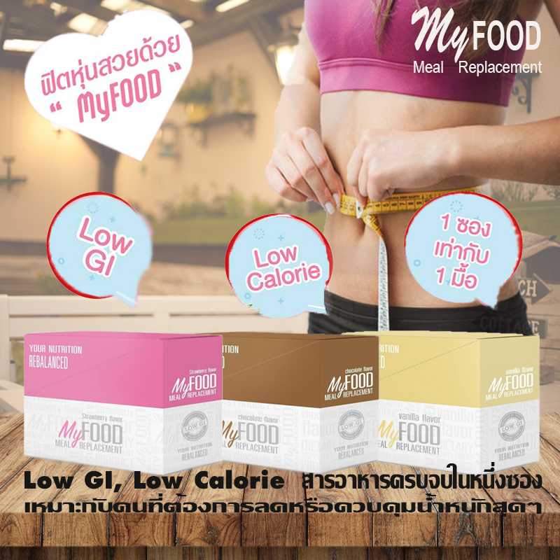 Myfood,มายฟู้ด,ลดน้ำหนัก,ลดความอ้วน,ทดแทนมื้ออาหาร,Low GI,Low Calorie