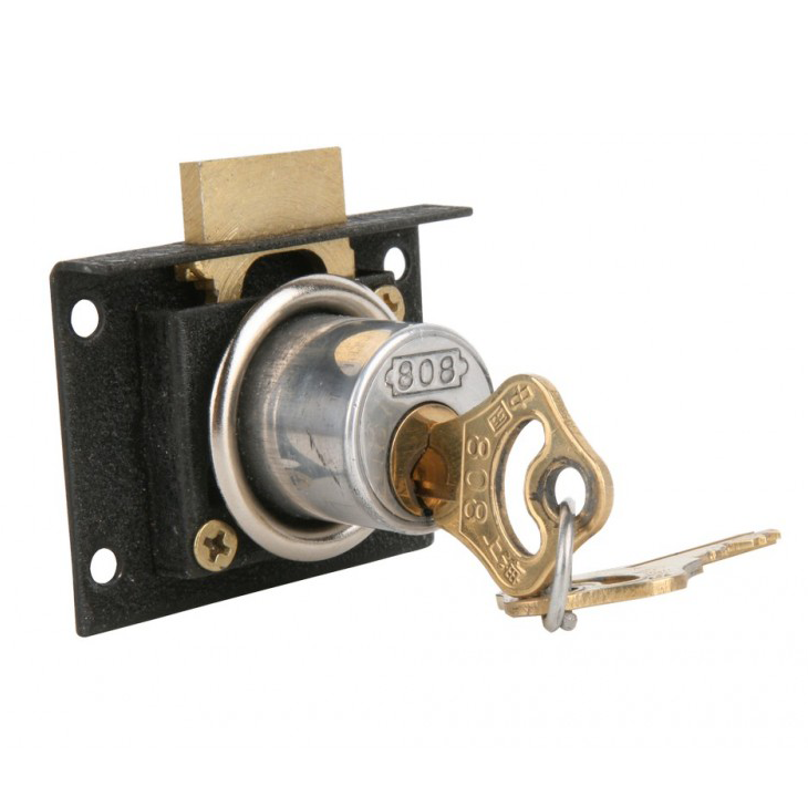 กุญแจลิ้นชัก/No.808/แป้นฝัง/7/8"x20มม./อย่างดี