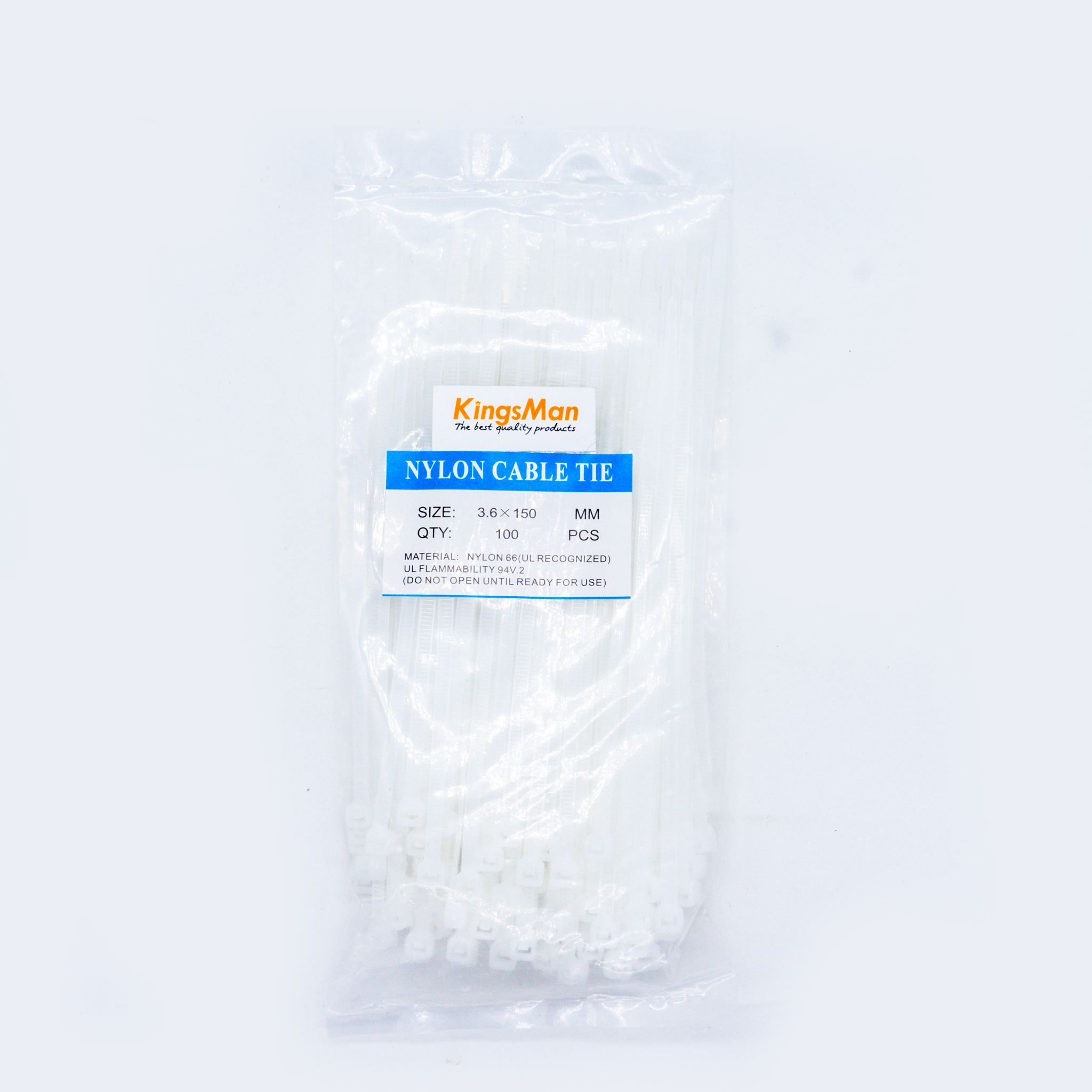 สายรัดเคเบิ้ลไทร์ KingsMan ที่รัดสายไฟ (Nylon Cable Ties) 100 ชิ้น/ถุง