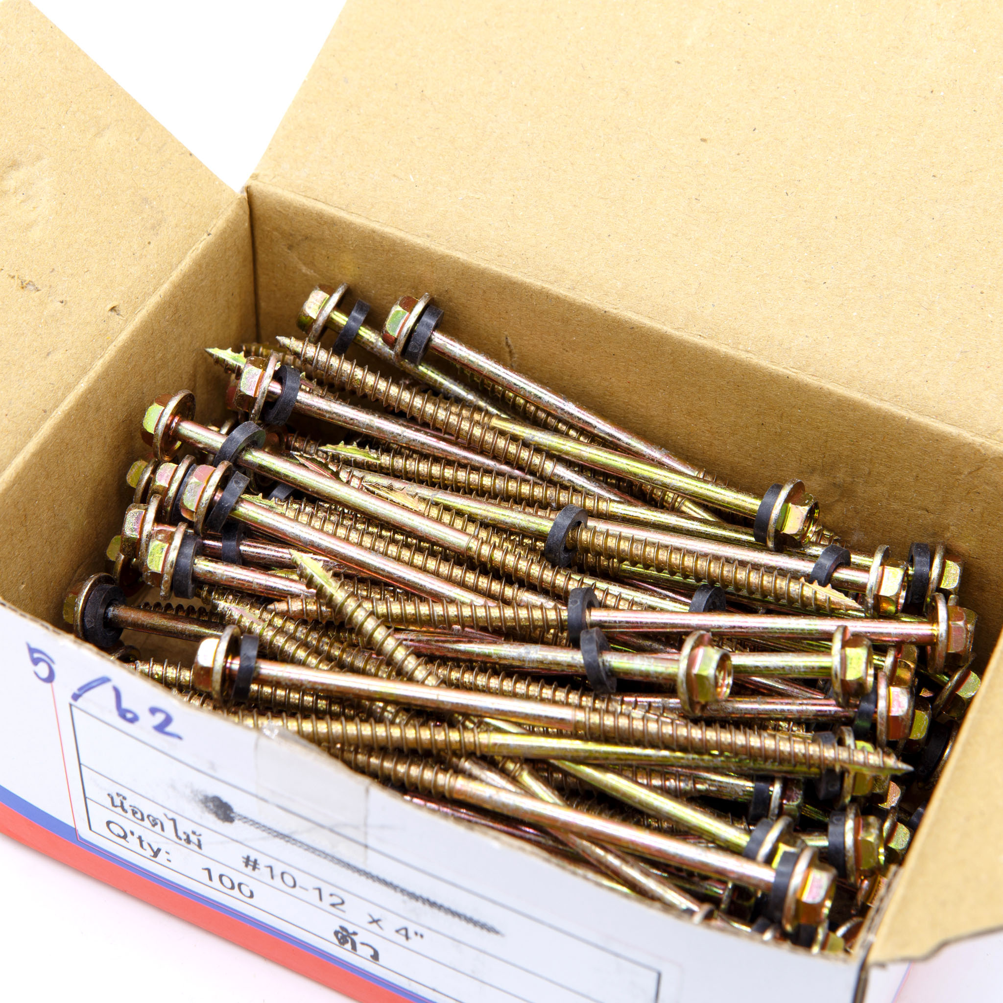 น๊อตไม้ปลายแหลม หรือ สกรูหัวบล็อคยิงไม้(สกรูลอนคู่แปไม้) (100ตัว/แพ็ค) [ขายปลีก/ส่ง ราคาถูก]