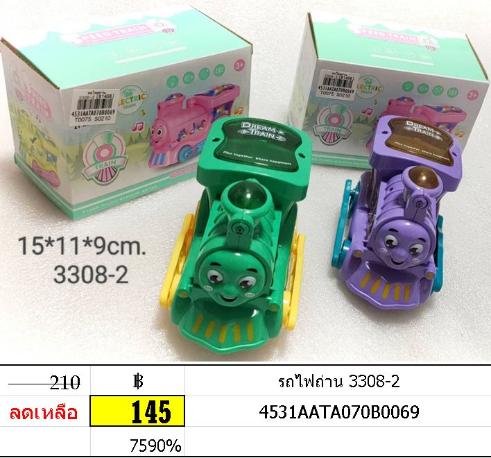รถไฟถ่าน รถวิ่งชนถอย รถของเล่นเด็ก 3308-2