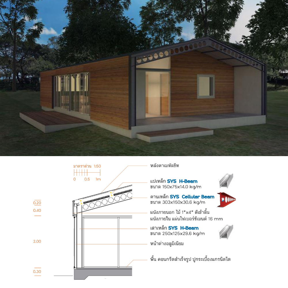 โครงหลังคาเหล็กเซลลูล่าบีม (Cellular Beam) แบบสำเร็จรูป เส้นละ 5.5 เมตร สามารถนำไปติดตั้งเองได้ บริการจัดส่งทั่วประเทศ [ติดต่อสอบถามก่อนสั่ง]