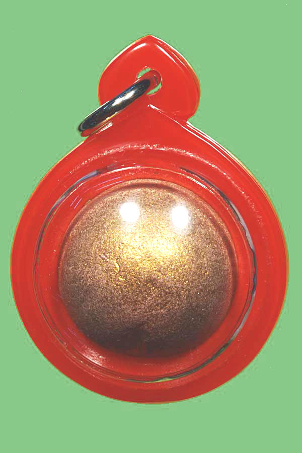 (14) ลูกอมผงพรายกุมาร เนื้อชมพู บรอนซ์น้ำมัน ขนาด1.7 ซม.