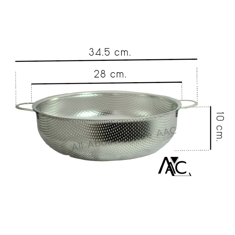 ตะแกรงเอนกประสงค์ กะละมังแสตนเลสล้างผัก ร่อนไข่มุก ขนาด 28 cm.