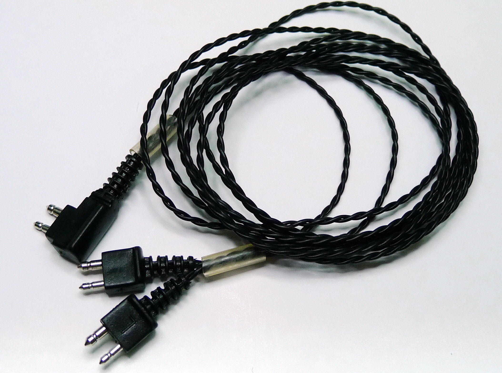 Cord Y2/2 สายลำโพงเครื่องช่วยฟัง สำหรับหู 2 ข้าง แบบ 2 ขา ถักเกลียว สีดำ