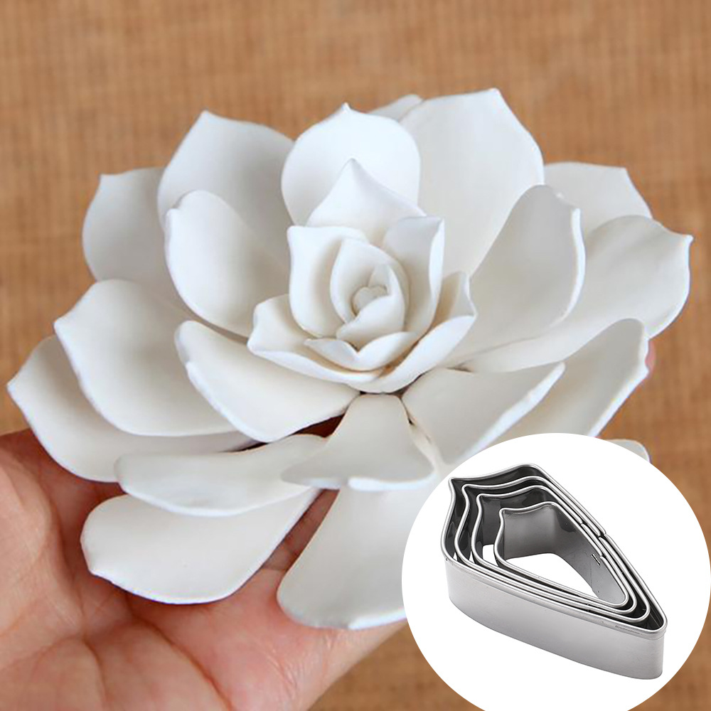แม่พิมพ์ตัดดอกไม้น้ำตาลสแตนเลส แม่พิมพ์กลีบดอก Kalanchoe607แม่พิมพ์ตัดดอกไม้น้ำตาลฟองดองต์สแตนเลส อุปกรณ์ทำเค้ก แม่พิมพ์ตัดกลีบดอกไม้อายุการใช้งานยาวนาน ชุด 4 ชิ้น A607