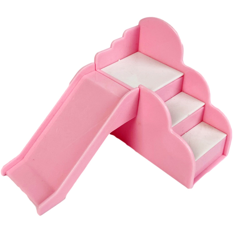 ของเล่นจิ๋วสไลด์เดอร์สีชมพู Cross-border ABS วัสดุ 16 ซม.ตุ๊กตาอุปกรณ์เสริมสนามเด็กเล่นสไลด์บ้านตุ๊กตาตกแต่ง Play House ของเล่น 32g