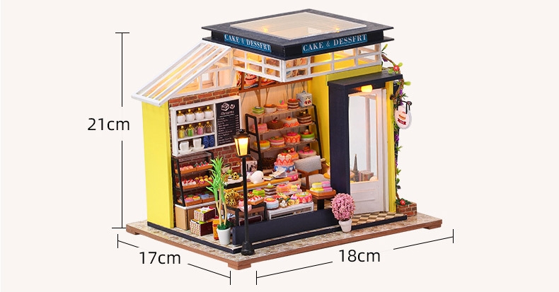 โมเดลจำลองร้านขายขนมเค๊กรุ่นใหม่ปี 2021ในสไตล์เบเกอรี่คลาสสิคสำหรับนักสะสมและนักDIY