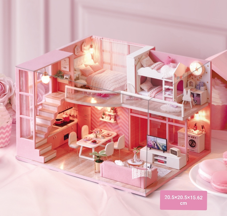 โมเดลจำลองบ้านจิ๋ว Dream angel Love the pink live houseสำหรับนักสะสมโมเดลและบ้านตุ๊กตาจิ๋ว
